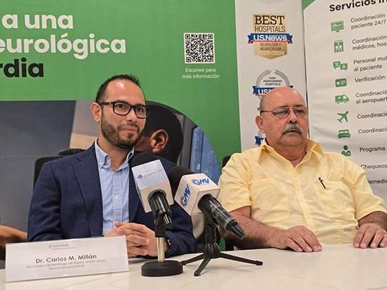 Doctor Carlos M. Milla, Neurólogo y Epileptólogo del Baptist Healt y el doctor Nemesio Portillo, Neurólogo, miembro de la Asociación de Ciencias Neurológicas de El Salvador.