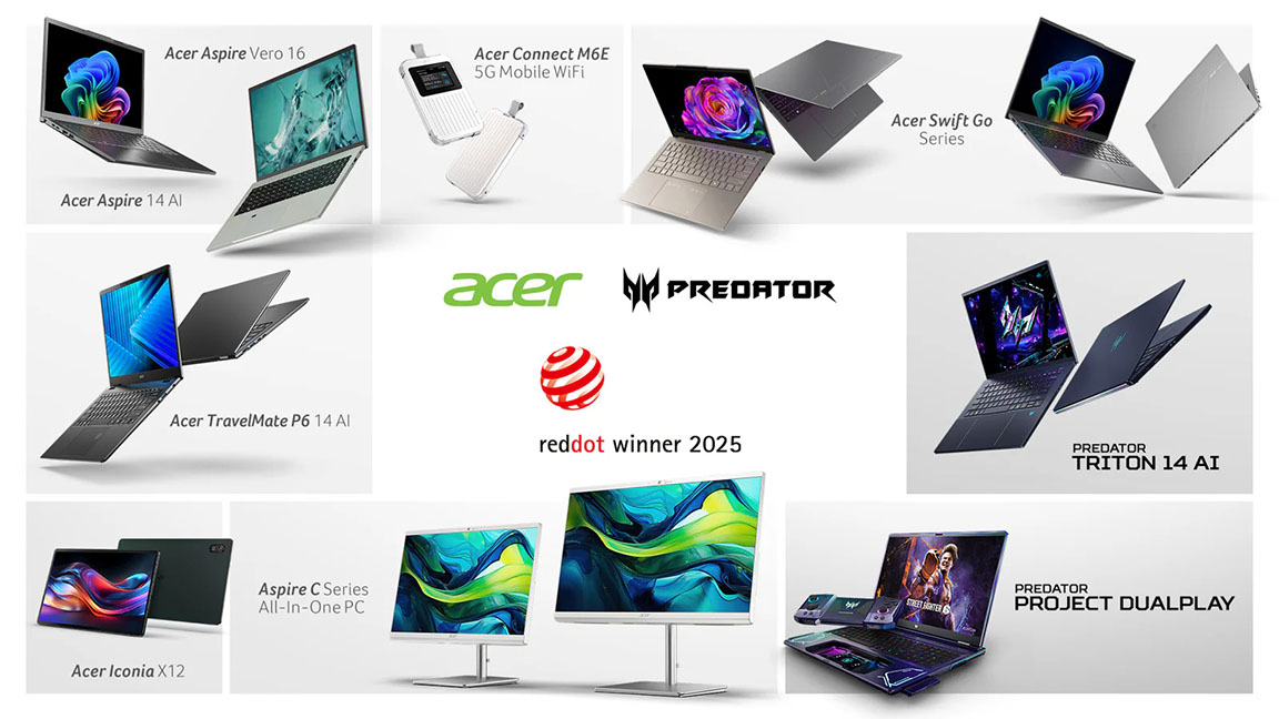 Acer celebra múltiples premios en los Red Dot Product Design Awards 2025